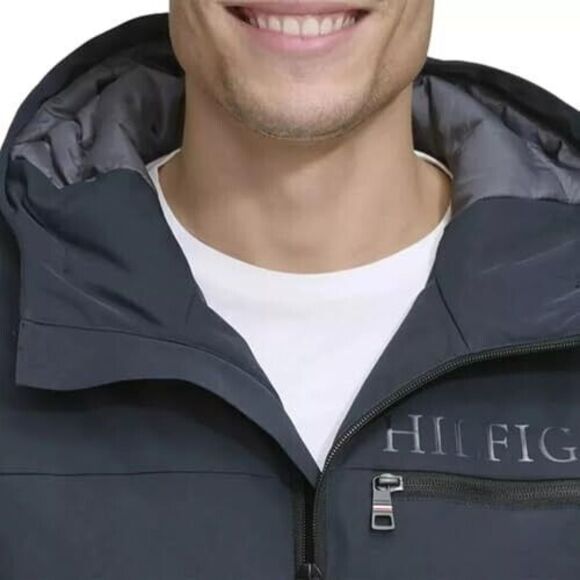 Tommy Hilfiger Men's Performance Hooded Jacket, Navy, L - Picture 4 of 5